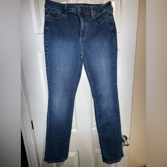 NYDJ Denim - NYDJ Sheri Slim Jeans Size 8 Dark Wash Stretch Mid Rise Slim Fit